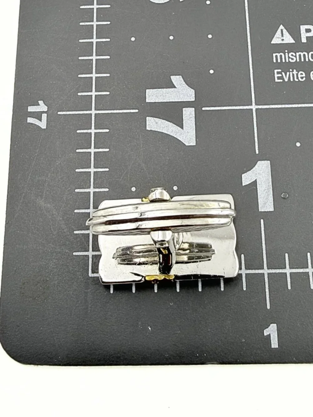 Dunhill Signed Paris Rectangular Two Tone Brushed Ribbed Tuxedo Cufflinks